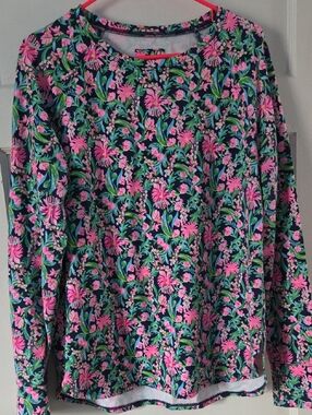Lilly Pulitzer Navy Floral Long-Sleeve Sweatshirt with Pink & Green Print